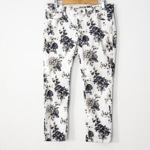 White House Black Market Women’s Pants Size 10 Soft Gothic Romance Floral Ankle